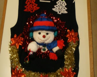 deb mans snowman ugly christmas sweater size med vest tacky decorations party winner - Ugly Christmas Decorations deb mans snowman ugly christmas sweater size med vest tacky decorations party winner - Ugly Christmas Decorations