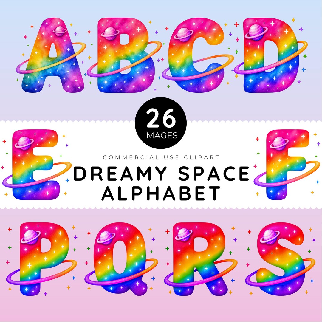 Space Lettering Logo Space Alphabet PNG Bundle, Galaxy Alphabet Letters, Planet Letter ...