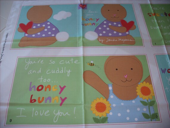 cloth storybook panel to make-I love you hunny bunny