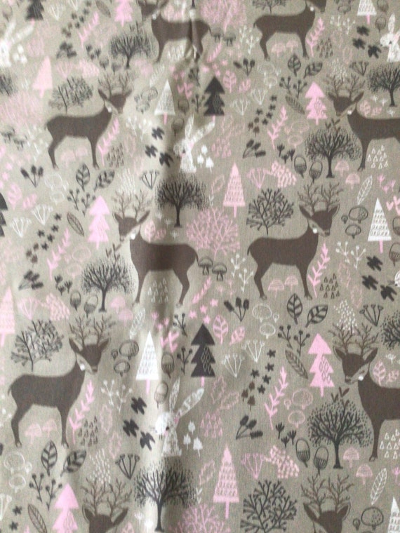 1 yard cotton fabric-reindeer and bunnies