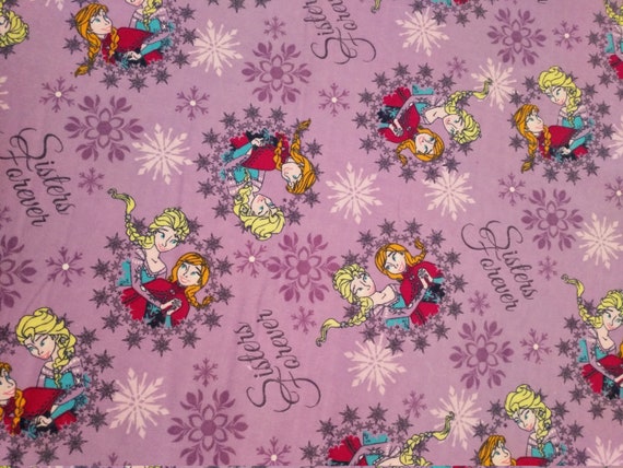 1 yard flannel fabric- Disney's Frozen-Sisters Ice Skating Snowflake Frames