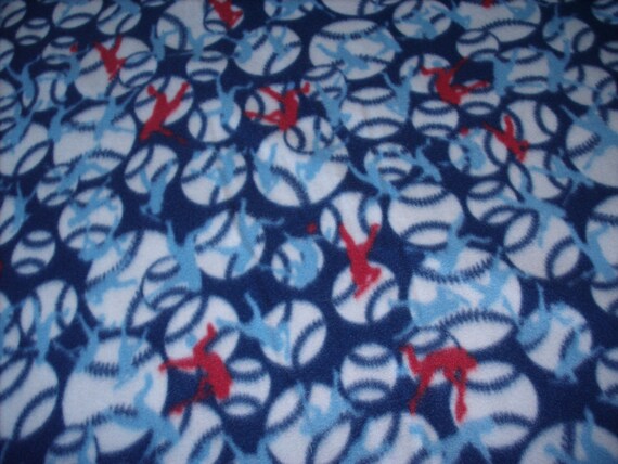 1 yard-fleece fabric-baseballs