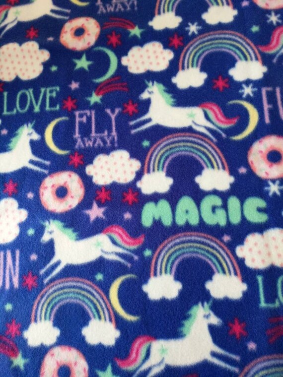 REMNANT-5/8 yard fleece fabric-unicorns