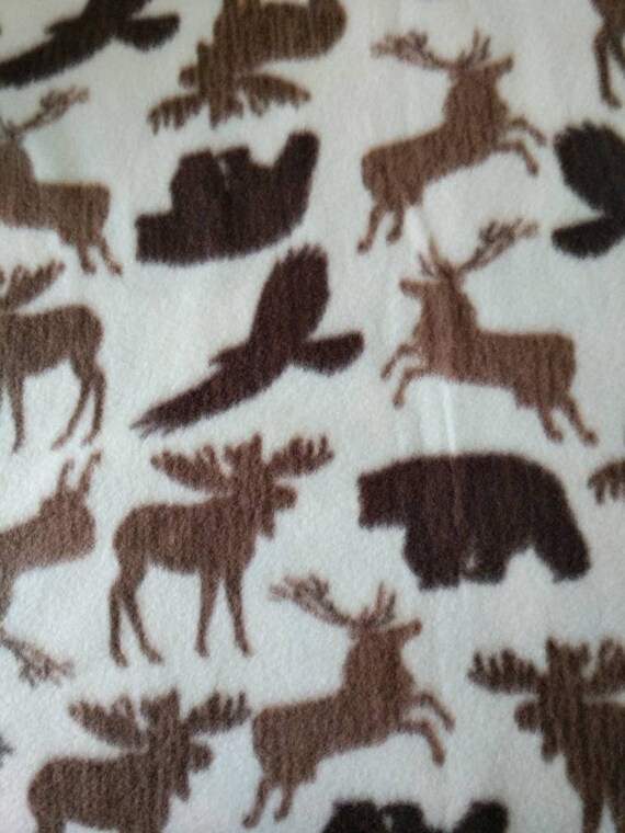 REMNANT-3/4 yard fleece fabric-forest animals