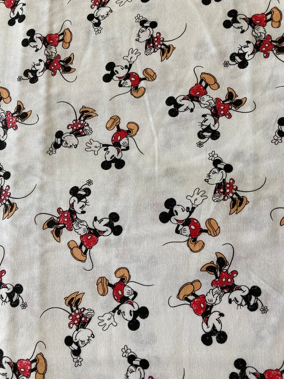1 yard cotton fabric-Mickey And Minnie Scattered