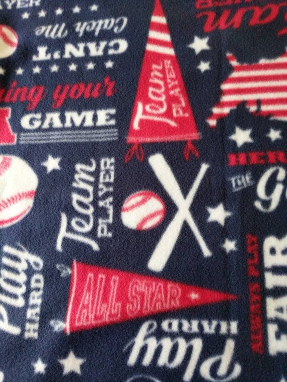 REMNANT-3/4 yard-fleece fabric-baseball stuff