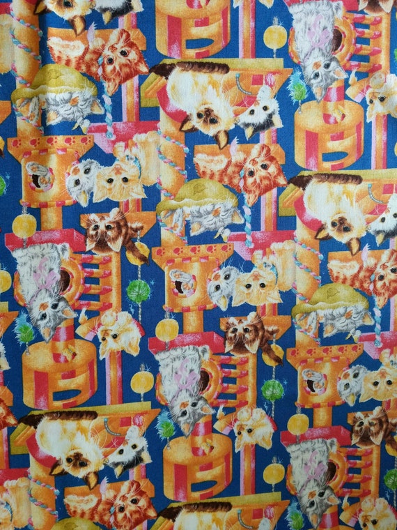 REMNANT-7/8 yard cotton fabric-cats