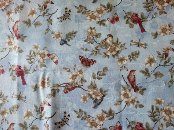 REMNANT-3/8 yard cotton fabric-birds