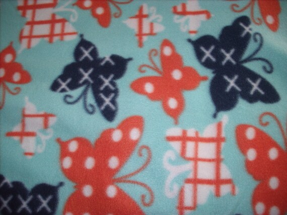 1 yard-fleece fabric-butterflies