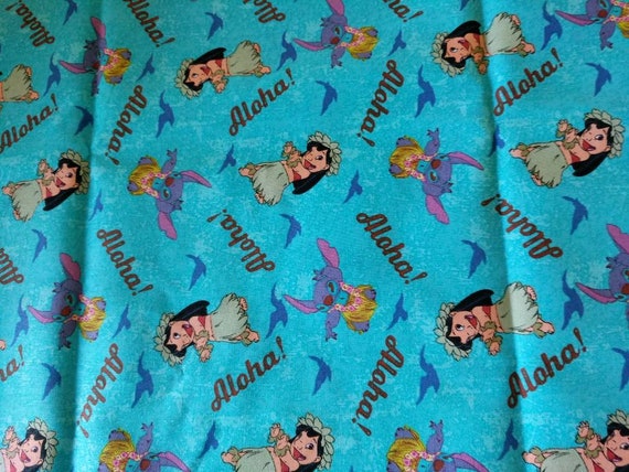 REMNANT-1/2 yard cotton fabric-Lilo & Stitch