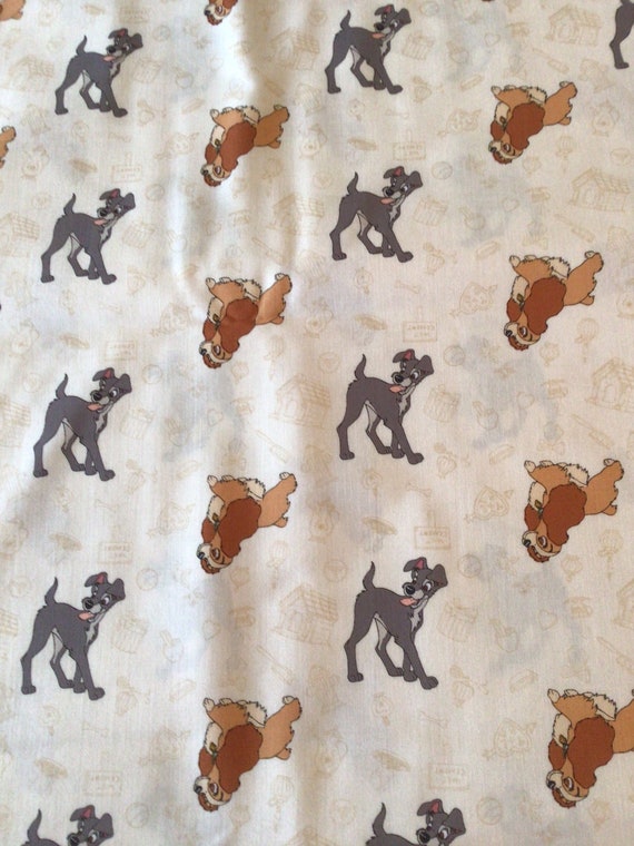 1 yard Licensed cotton fabric- Disney's Lady and the Tramp