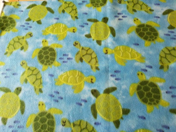 REMNANT-1/2 yard fleece fabric-sea turtles