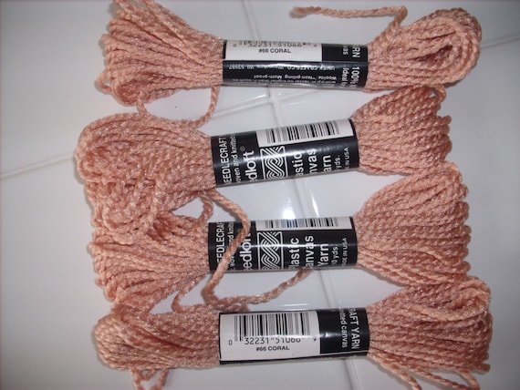 Coral-Needloft plastic canvas yarn by Uniek-item #51066