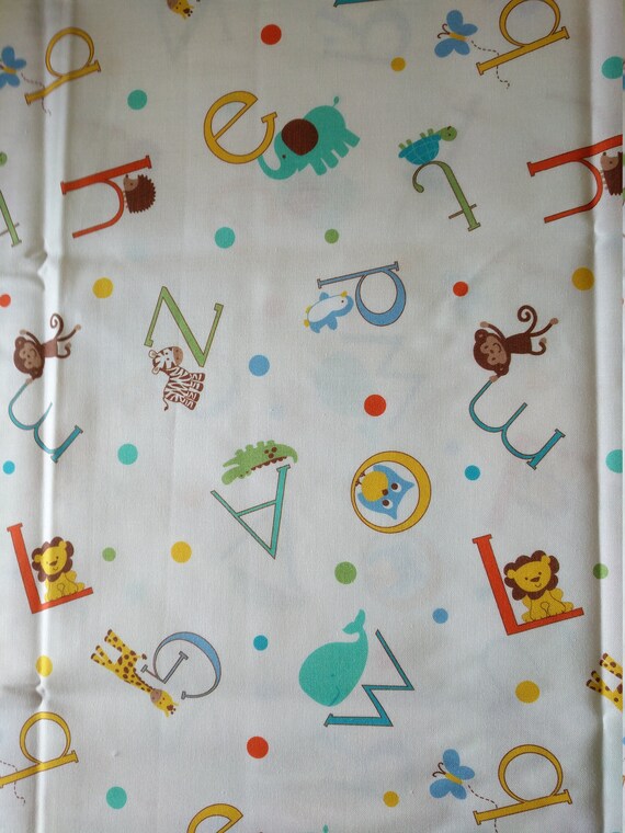 1 yard cotton fabric- Alphabet Zoo Toss