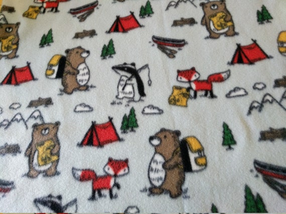REMNANT-3/4 yard fleece fabric-woodland creatures