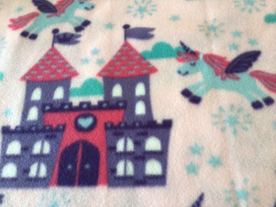 REMNANT-3/8 yard fleece fabric-unicorns