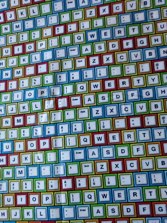 REMNANT-3/4 yard cotton fabric- keyboard