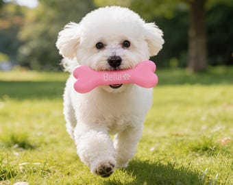 Personalized Dog Bone Toy with Name – Dog Gift - Custom silicone Pet Toys