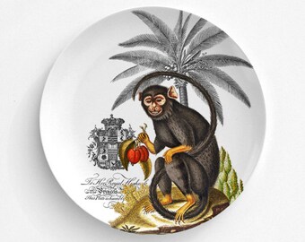 Monkey Melamine Plate, Monkey, Kitchen, decorative plate, gift, Dinner Plate