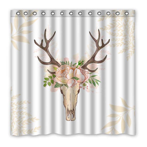 Boho Southwestern Bull Cow Skull Rustic Shower Curtain Etsy