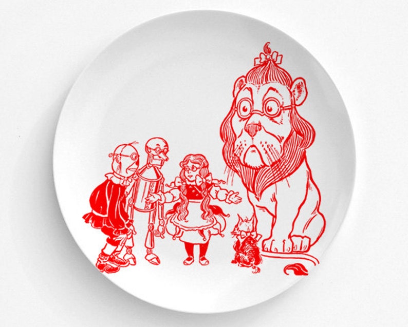 ToTo Melamine Plate Tin Man Frank Baum Wizard Of OZ Kitchen 10 plate Red Illustration Dorothy decorative plate Dinner Plate