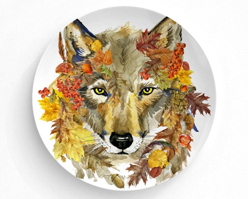 Melamine Plate Wolf Plate Decorative Plate Plates Wall Etsy