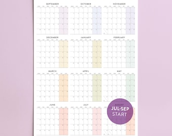 2026-2027 Academic Printable Wall Calendar: Large Grid Mid Year Planner A1 18x24 24x36 (PDF)