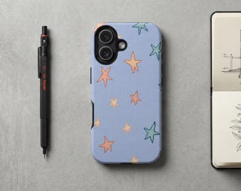 Coque de portable Pixel Art Star, coque céleste bleu pastel rétro (iPhone/Samsung)