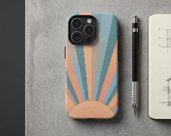 Étui pour portable Retro Sunburst, bleu pastel orange Sunrise Cover