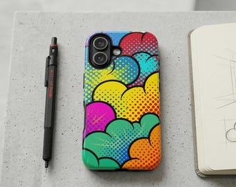 Coque de portable nuage Pop Art - Design dynamique en demi-teinte de style bande dessinée