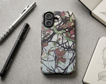 Étui pour téléphone Pixel Art Botanical Twig Leaf, housse de protection double couche