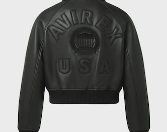 Chaqueta universitaria corta Avirex USA en color negro. Regalo para ti.