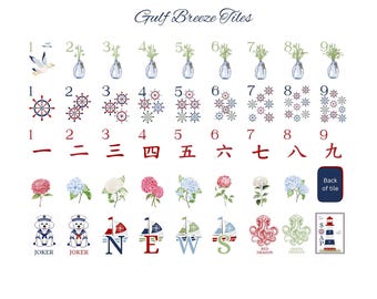 Gulf Breeze Mahjong Tiles: Elegant Acrylic Set with Custom Artwork (160 Tiles)
