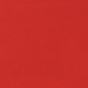 May include: A solid, vibrant red fabric swatch featuring a consistent, fine-grained woven texture. The material displays a uniform, saturated crimson hue across the entire surface, highlighting the tight, interlaced weave of the textile fibers.