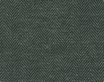 May include: A dark green fabric with a herringbone pattern. The fabric has a subtle texture and a slightly rough feel.
