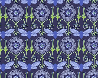 Gloriosa Garden Waves Black - Jane Sassaman - PER QUARTER METRE Gloriosa Garden Waves Black - Jane Sassaman - PER QUARTER METRE