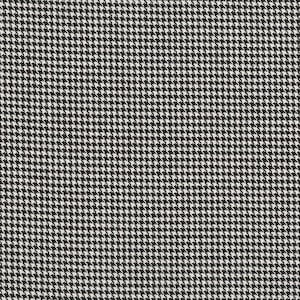 May include: A close-up of a black and white houndstooth pattern. The repeating pattern consists of small, four-pointed shapes in black against a white background. The fabric has a classic, textured appearance, suitable for various textile applications.
