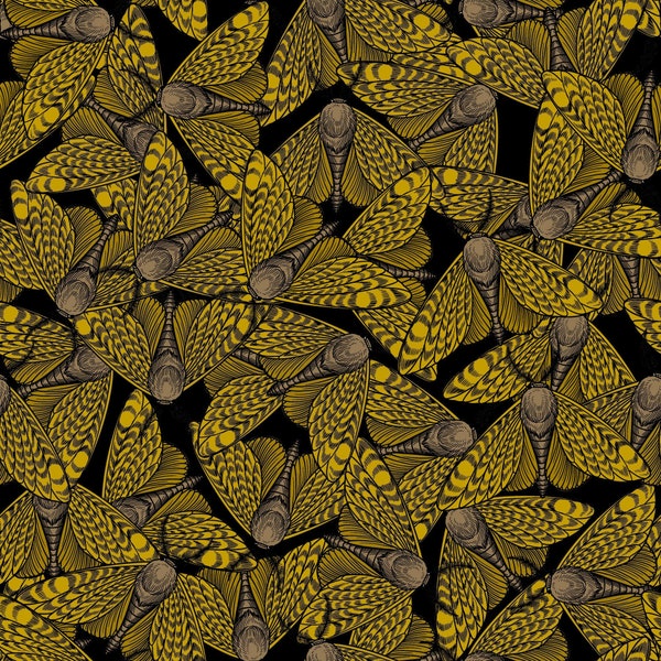 Moths to a Flame - Forest Floor Rachel Hauer- FreeSpirit - PWRH020.yellow - 100% Quilting cotton