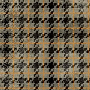 May include: A black and orange plaid pattern with a distressed, vintage look. The pattern is made up of thin black and orange lines that create a checkered effect.