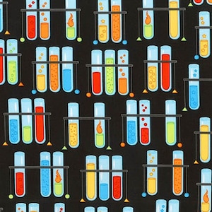 MULTI test tubes from Science Fair  SRK-17928-205  Robert Kaufman 100% Quilting cotton