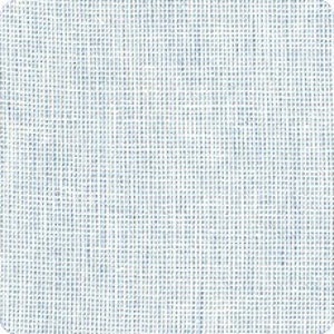 May include: Close-up of a square of light blue linen fabric. The fabric has a fine, textured weave, with a grid-like pattern. The color is a pale, muted blue, and the fabric appears to be slightly translucent.