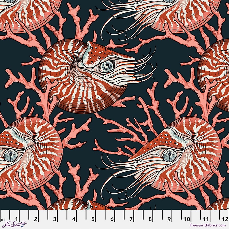 Noble Nautilus - Pink Mariana Rachel Hauer Freespirit Fabrics