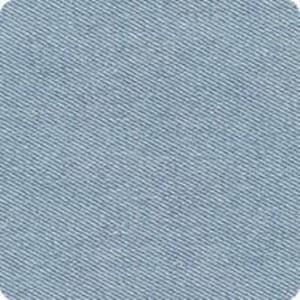 May include: A close-up of a light blue denim fabric with a diagonal weave pattern. The fabric has a subtle texture and a consistent color throughout, suitable for various apparel and craft projects.