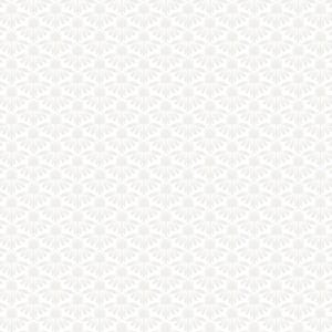 May include: A repeating pattern of stylized, light gray floral motifs against a white background. The design features a symmetrical arrangement of flower-like shapes, creating a textured, all-over pattern suitable for various design applications.