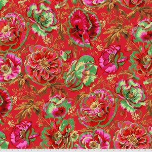 Dorothy Red floral || August 2021 Philip Jacobs for the Kaffe Fassett Collective 100% Quilters Cotton PWPJ109.red discontinued