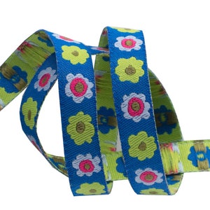Narrow Blue Flowers row - 3/8&quot; - Kaffe Fassett - Renaissance Ribbons by the yard