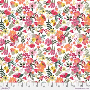 Gardenara Morning Floral Pets Mia Charro- FreeSpirit - 100% quilting cotton -  PWMC045.xwhite