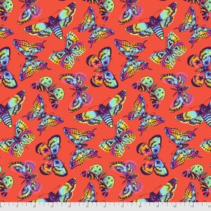 Butterfly Kisses Papaya - Daydreamer - Tula Pink - FreeSpirit - PWTP172.papaya - 100% Quilters Cotton Fabric