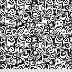 Wide Quilt  108&quot; Back Black - Onion Rings Sateen  - Bradon Mably for  Kaffe Fassett - FreeSpirit -  by the HALF yard QBBM001.Black