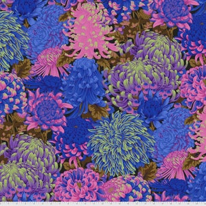 Hokusai&#39;s Mums - Cool || August 2021 Philip Jacobs for the Kaffe Fassett Collective 100% Quilters Cotton PWPJ107.cool discontinued